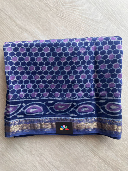 Cloud Burst Shade Akola Hand Block Printed Chanderi Cotton Silk 2 Piece Set - 32021