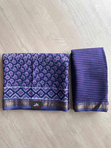 Cloud Burst Shade Akola Hand Block Printed Chanderi Cotton Silk 2 Piece Set - 32025