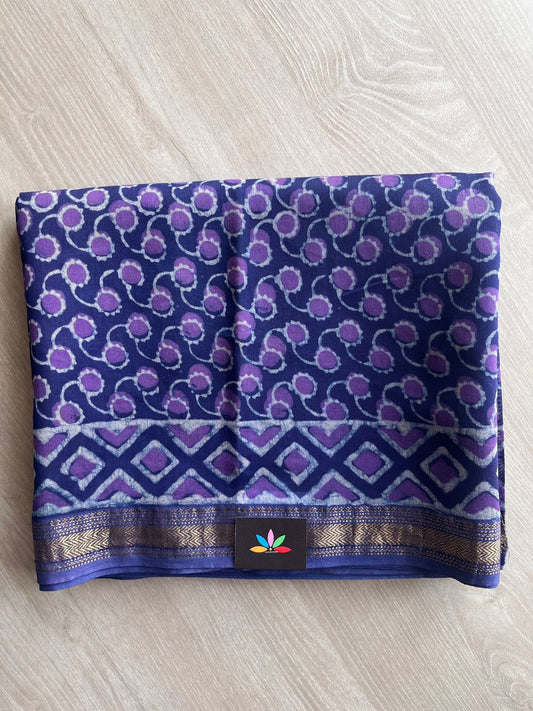 Cloud Burst Shade Akola Hand Block Printed Chanderi Cotton Silk 2 Piece Set - 32025