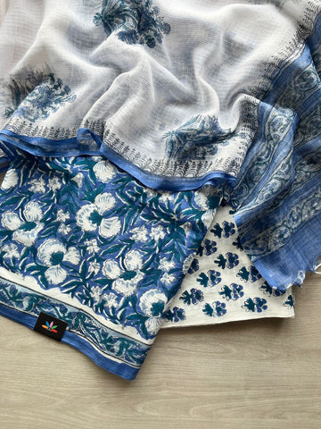 Hand Block Printed Cotton Suit with Kota Duppata - 32029