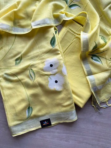 Linen Cotton 3 Piece Unstitched Suit Set - 32656