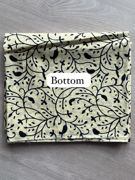 Hand Block Printed Mul Cotton Unstitched Suit Set with Cotton Duppata - 35160