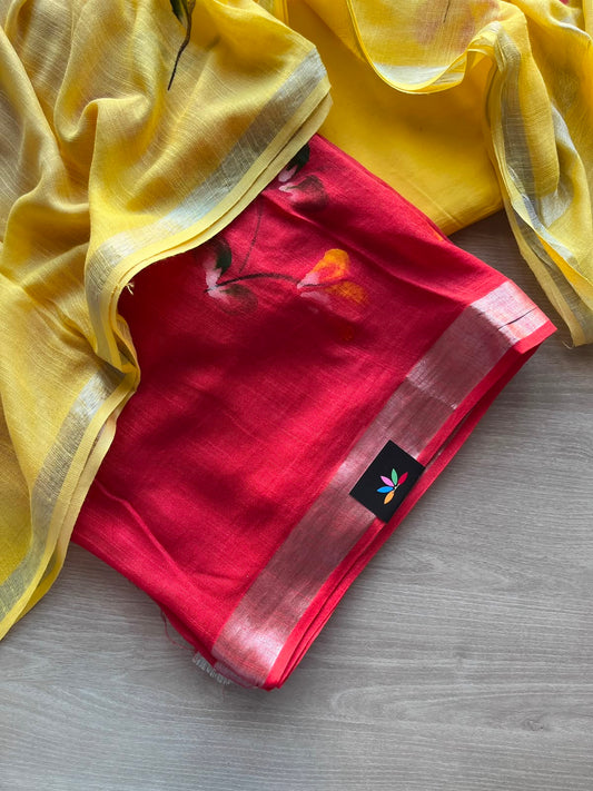 Linen Cotton Unstitched Suit Set with Cotton Duppata - 35183