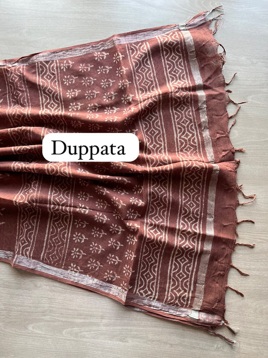 Linen Cotton Unstitched Suit Set with Cotton Duppata - 35184