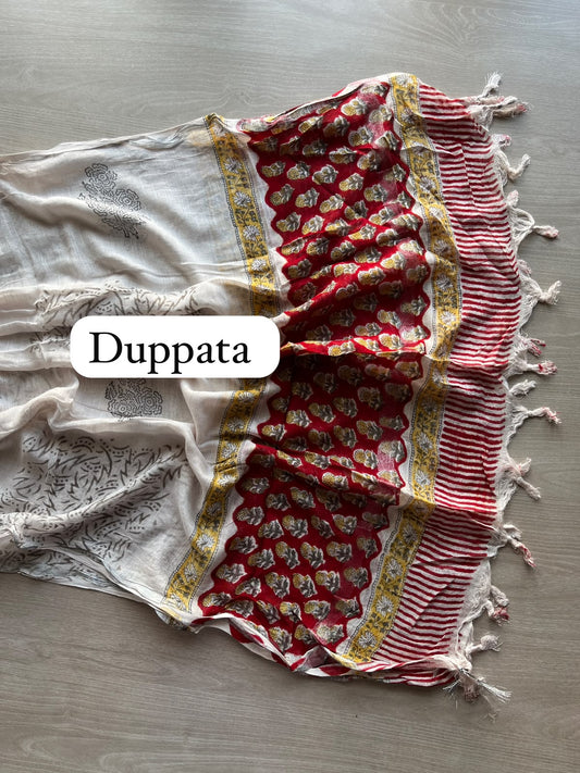 Linen Cotton Unstitched Suit Set with Cotton Duppata - 35185