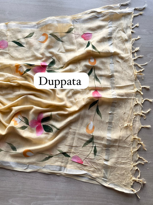 Linen Cotton Unstitched Suit Set with Cotton Duppata - 35186