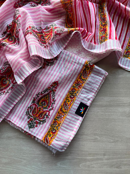 Linen Cotton Unstitched Suit Set with Cotton Duppata - 35188