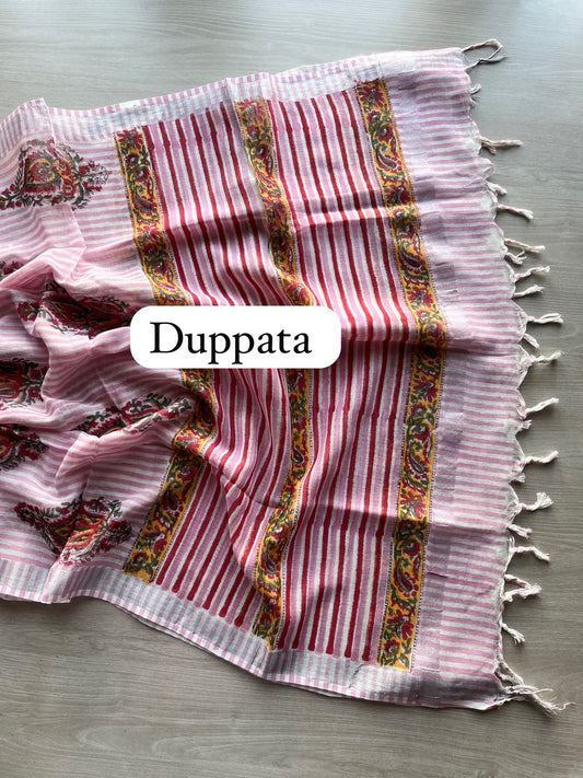 Linen Cotton Unstitched Suit Set with Cotton Duppata - 35188
