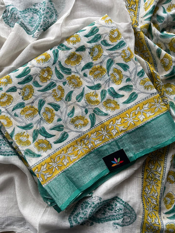 Linen Cotton Unstitched Suit Set with Cotton Duppata - 35947