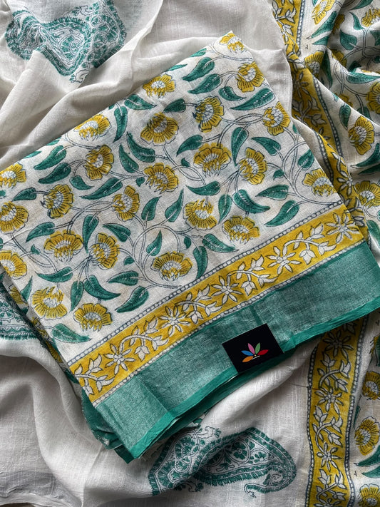 Linen Cotton Unstitched Suit Set with Cotton Duppata - 35947