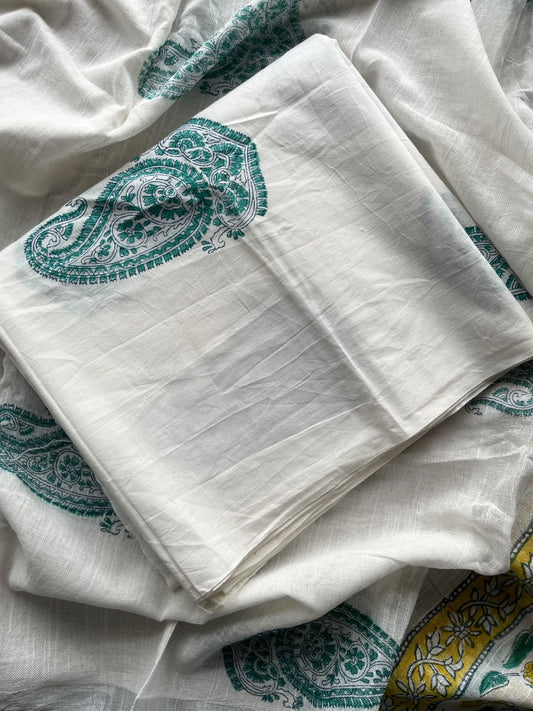 Linen Cotton Unstitched Suit Set with Cotton Duppata - 35947