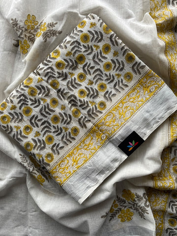 Linen Cotton Unstitched Suit Set with Cotton Duppata - 35951