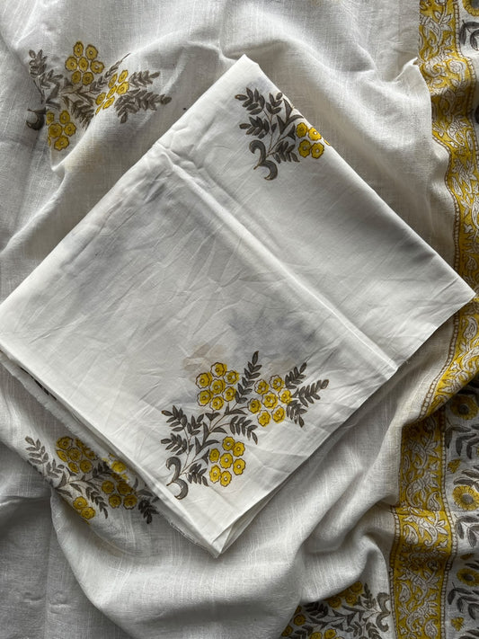 Linen Cotton Unstitched Suit Set with Cotton Duppata - 35951