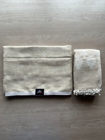 Beige Shade Exclusive Linen Jamdani 2-piece set- 28812