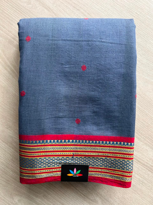Steel Gray Tussar Silk Cotton Blended Saree - 27790