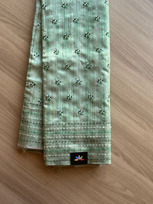 Embroidered Semi Tussar Silk Saree-14690