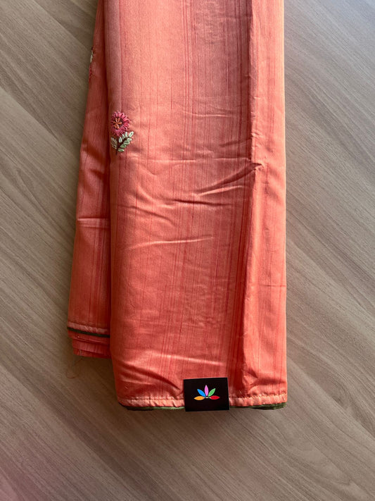 Hand embroidered Bullion Knot Semi Tussar Silk Saree-14691