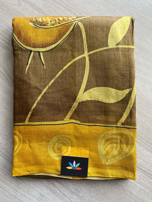 Hand Painted Desi Tussar Silk Saree - 28348