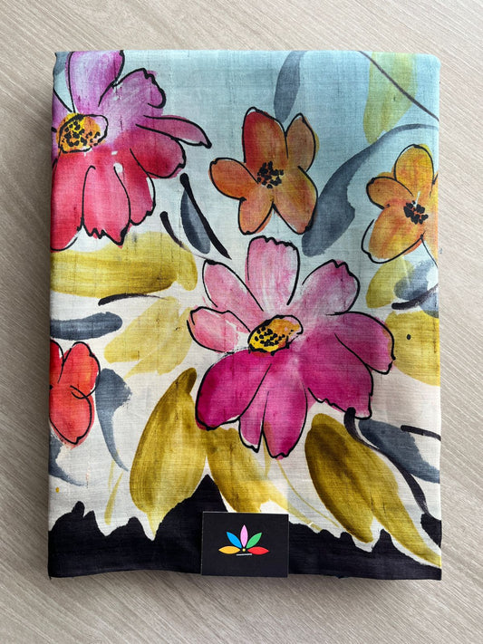 Hand Painted Desi Tussar Silk Saree - 28349