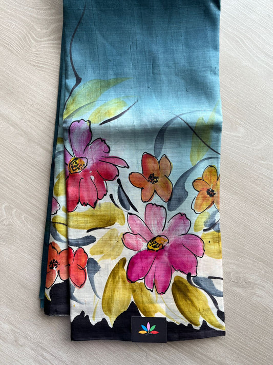 Hand Painted Desi Tussar Silk Saree - 28349